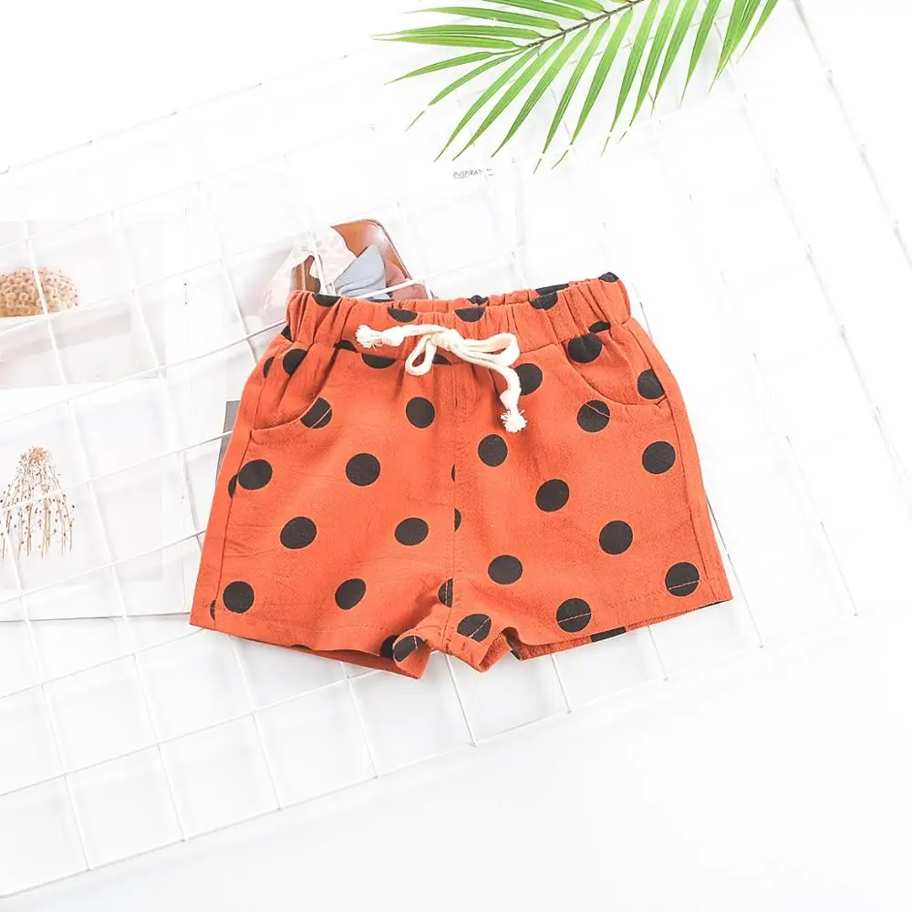 Детские хлопковые шорты летние в горошек для маленьких девочек повседневные