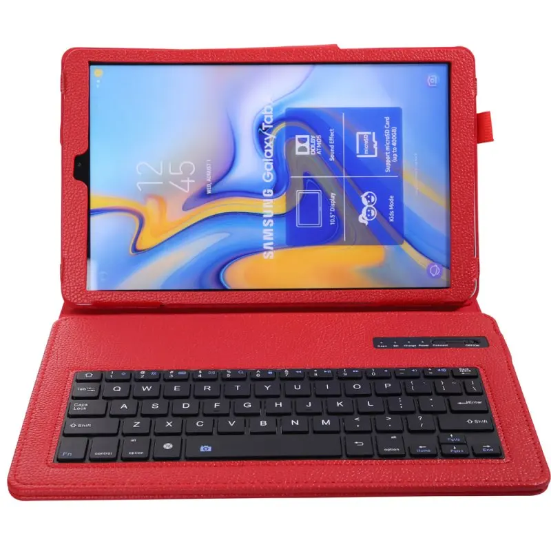 Красный Съемный кожаный чехол с клавиатурой Bluetooth для samsung Galaxy Tab A A2 10,5 T590 T595 SM-T590 чехол с карандашом - Цвет: Красный