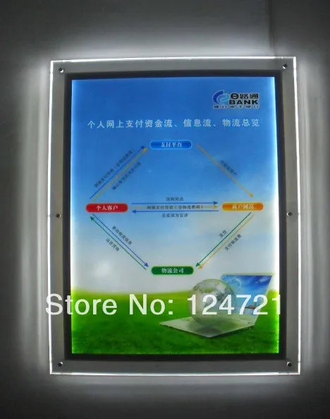 

2014 new arrival free shipping advertising wall mounted acrylic display hanging frame slim led light box a3