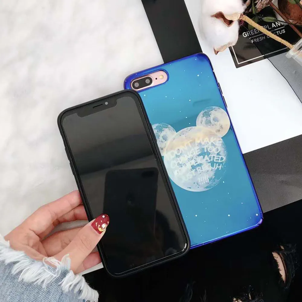 Пара влюбленных синий свет Микки чехол для iPhone 6 6s 7 8 плюс Планета Земля Star Мягкие