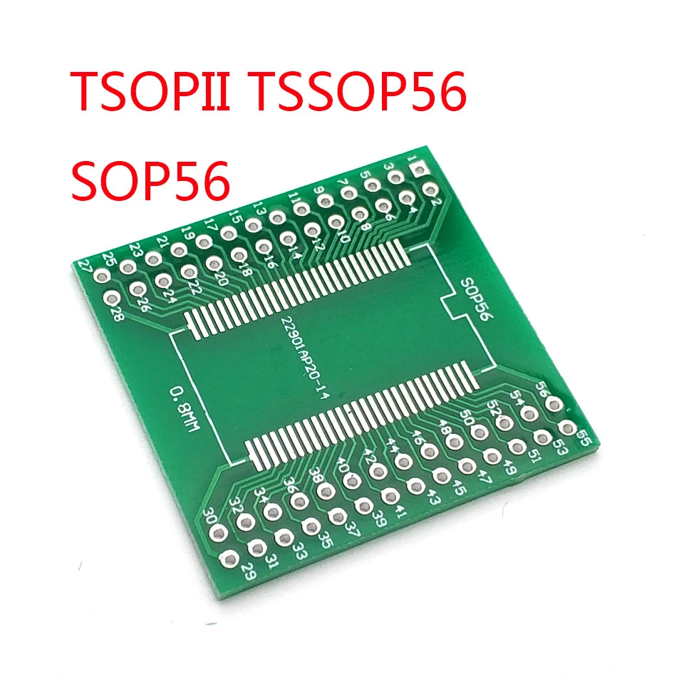 

TSOPII TSSOP56 SOP56 Conversion Board 0.635mm / 0.8mm Pitch SDRAM Adapter Board