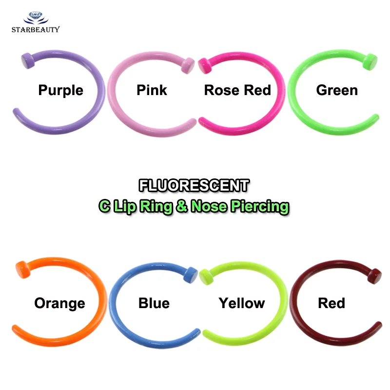 ФЛУОРЕСЦЕНТНОЕ кольцо для пирсинга носа клипса губ перегородки завитка ушной