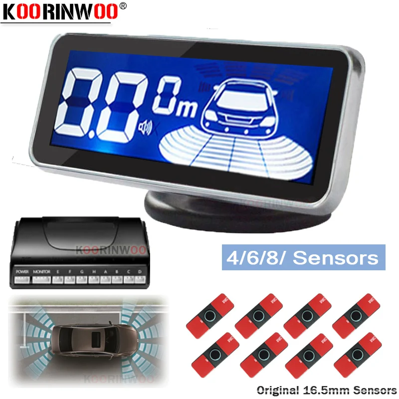 Koorinwoo Parkmaster Original Flat 16.5MM Parking Sensors 8 Voice/BEEP Automobile Radar Blind Car Detector Parking Assist sensor