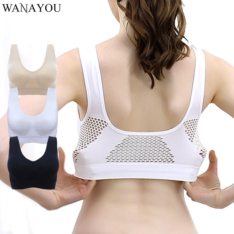 

WANAYOU Breathable Sports Bras,Women Hollow Out Padded Sports Bra Top,S-2XL XXXL Plus Size Gym Running Fitness Yoga Sports Tops