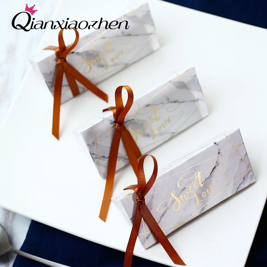 Qianxiaozhen 50 шт. треугольный Мраморный Узор Свадебные коробки для конфет подарочные