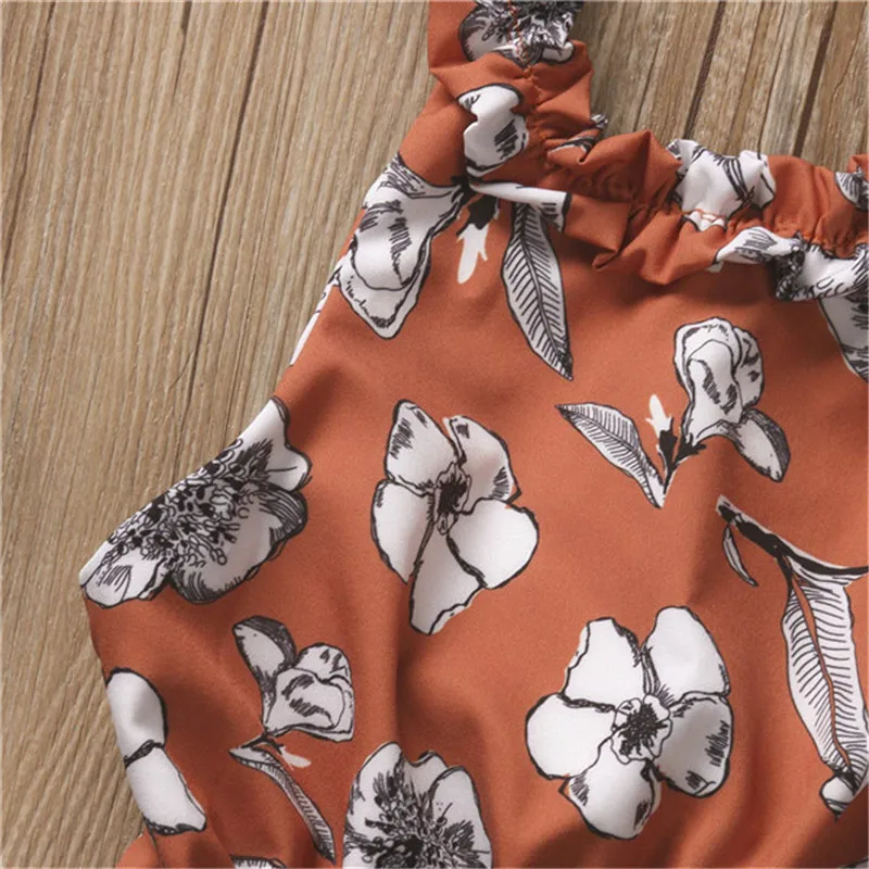 Bebe/2017 г. детские летние комбинезоны с открытой спиной и цветочным рисунком для