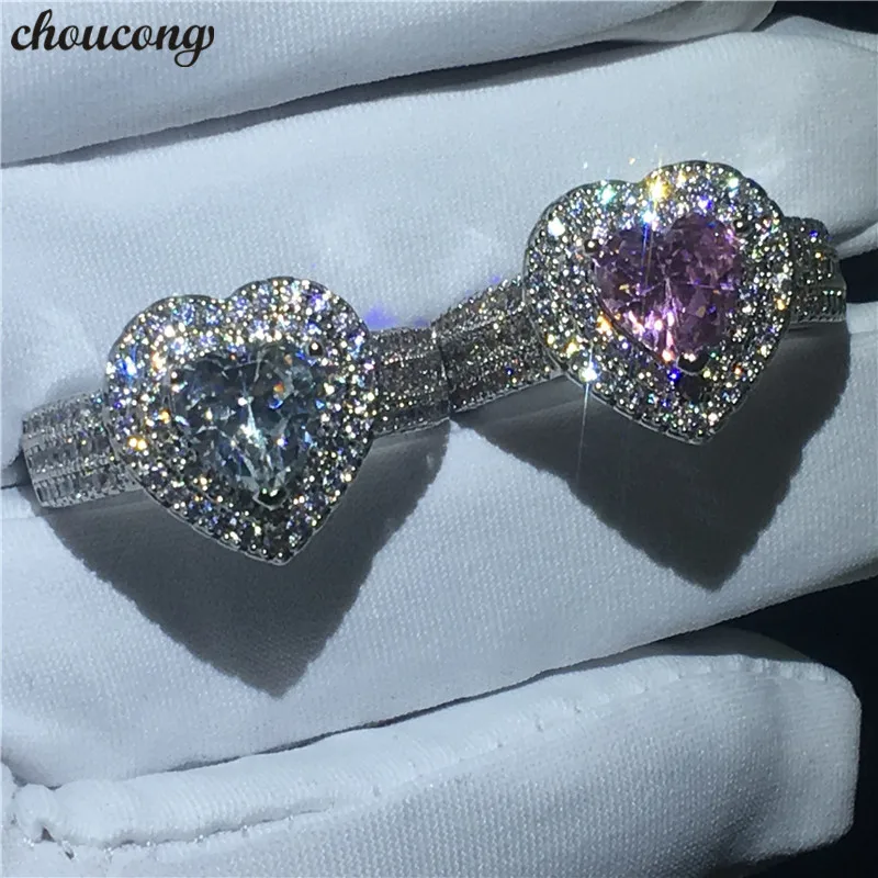 

choucong Heart shape Ring White Gold Filled AAAAA cz Engagement Wedding Band Rings For Women Bridal Finger Jewelry 2 colors
