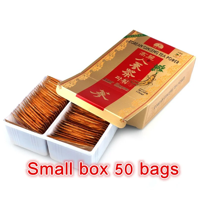small box 50bags Лучший освежающий! корейский женьшень чай напиток, Koryo женьшень, Южная Корея импорт, повышение энергии, сделать вас - Цвет: small box 50bags