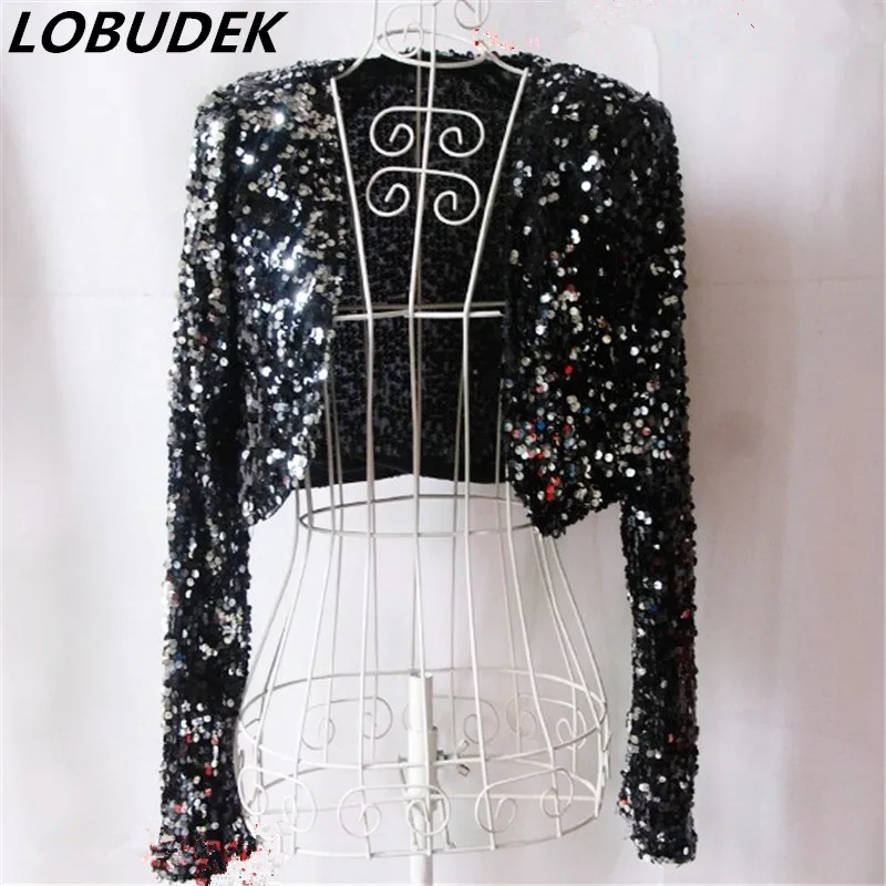 Женский танцевальный костюм DS collar потрясающий с блестками жакет для джаза |