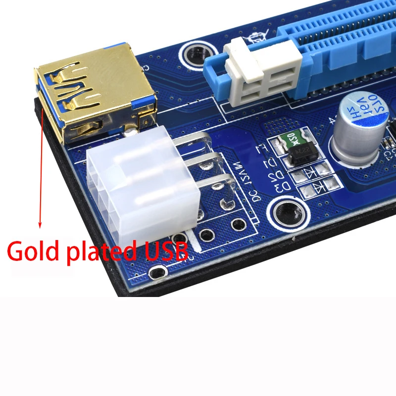 6 шт./лот 009S Risers PCIe PCI-E PCI Express Riser Card 1X 4x 8x 16x USB 3 0 кабель для передачи данных BTC Miner с