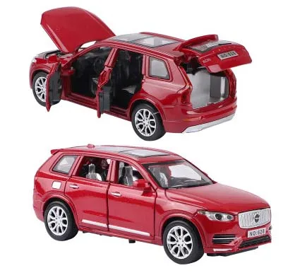 1:32 литые под давлением машинки из сплава XC90, модель игрушки с открывающимися дверцами, подвесной музыкальный светильник, игрушки для детей, подарки