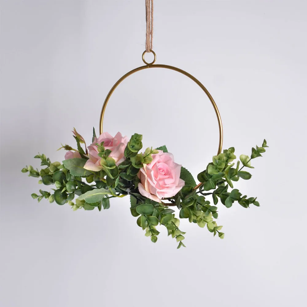 1PCS creative wall hangings home hemp rope ornaments artificial flower decoration wrought iron pendant | Дом и сад