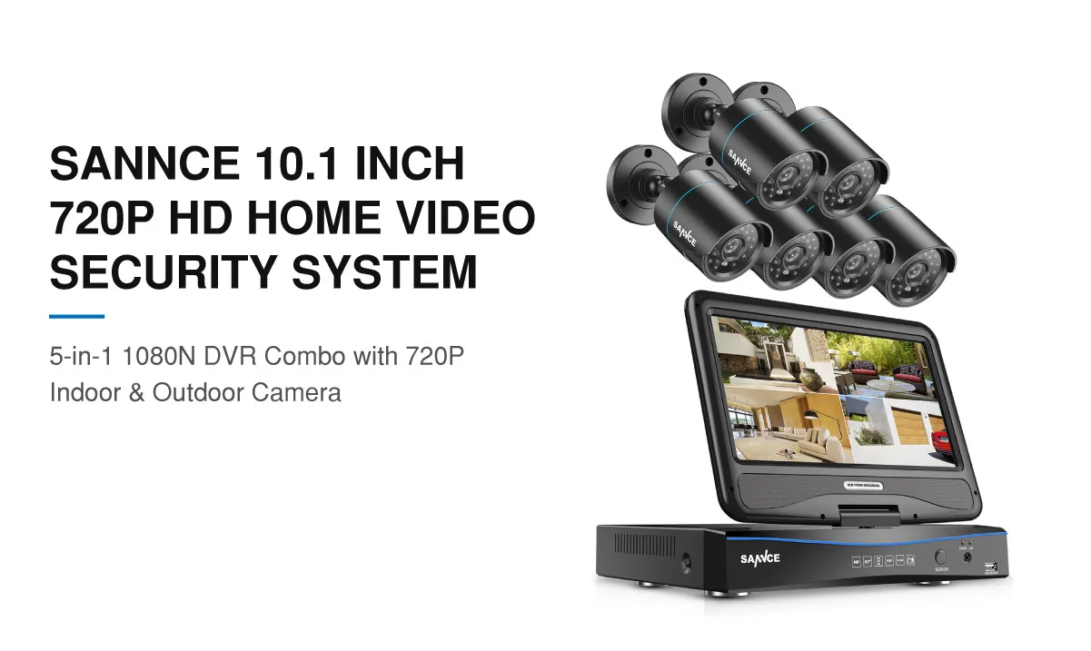 SANNCE 10,1 дюймовый дисплей 8CH CCTV система 1080N HDMI DVR комплект 6 шт 720P Открытый безопасности Водонепроницаемый ночного видения комплект наблюдения