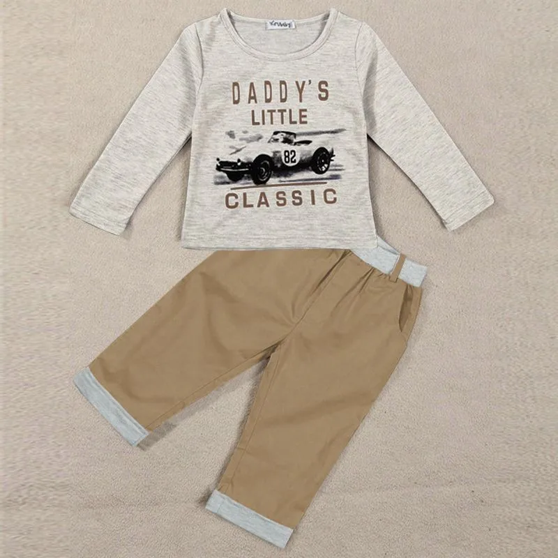 Spring New Lovely Baby Clothes Fashions 2pcs Kids Children Boy 100% Cotton Long Sleeve Shirt Tops + Pants Suit |