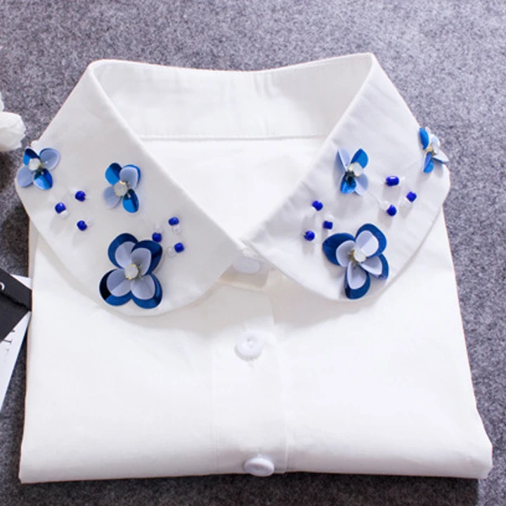 Модная новинка Женская белая хлопковая рубашка поддельный ложный воротник