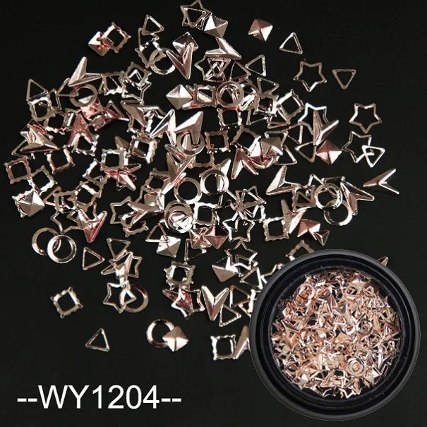 WY1204 ELESSICAL 10 г золотые серебряные украшения для ногтей смешанный цветочный треугольник квадратный перо Луна Медный гвоздь художественные украшения шпильки WY1201-WY1204 - Цвет: WY1204