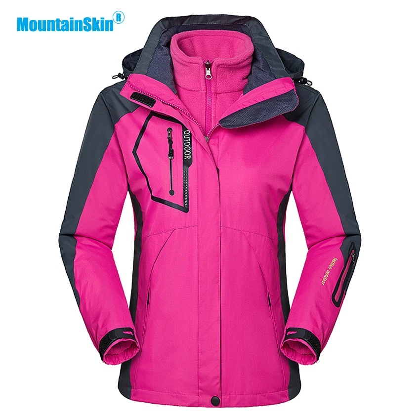 Mountainskin Для женщин 3in1 зима теплая флисовая куртка Двойка ветровка спорта на открытом воздухе Пеший Туризм Кемпинг Лыжный спорт бренд пальто MB127