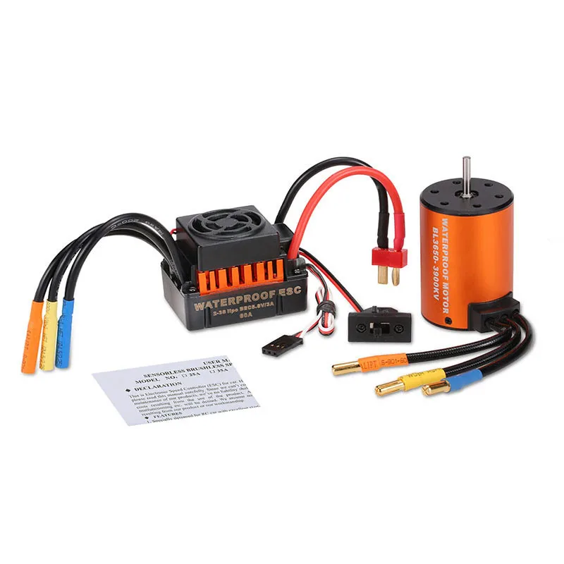 Водонепроницаемый мотор 3650 3900KV w/ 60A ESC Combo Набор для 1/10 RC автомобиля грузовика