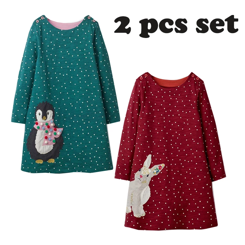 Jumping meters Appliques Toddler Girls dresses baby cotton clothing Christmas Gift autumn Children long sleeve kid dress | Детская