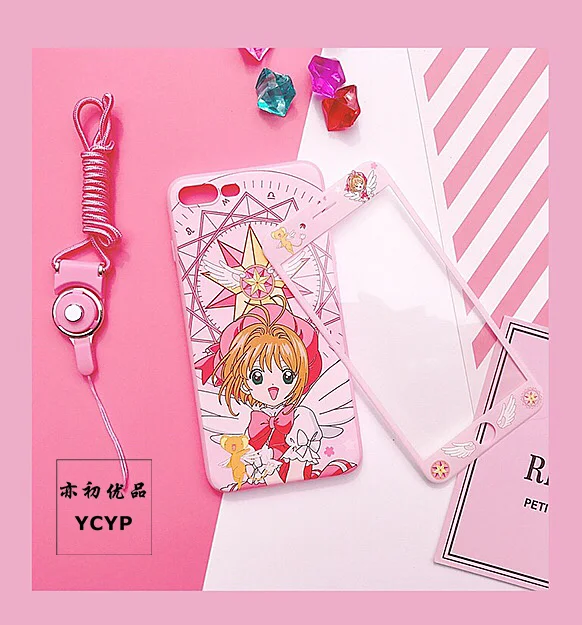 Чехол для iphone X Sailor Moon защитная пленка из закаленного стекла розовый чехол Sakura 6 6S