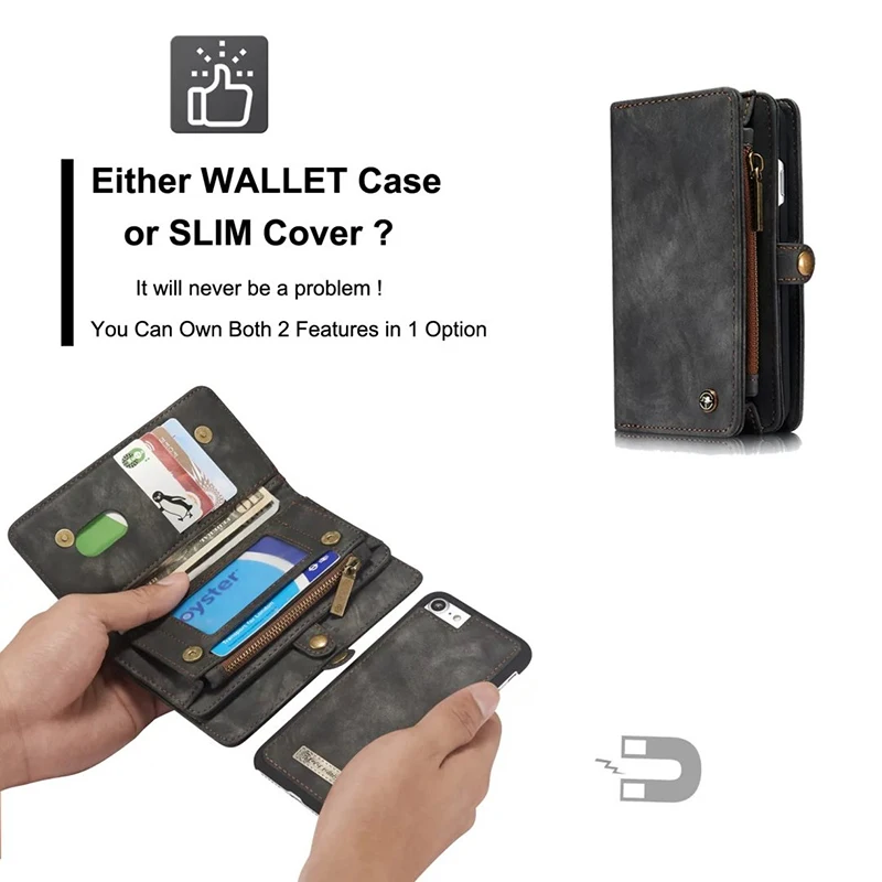 Бренд CaseMe роскошный второй слой из натуральной кожи кошелек чехол для iphone 6 6s 6plus 8