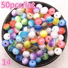 Новые прозрачные бусины-разделители из смолы для ювелирных изделий, шар, смешанный рисунок злой глаз, около 50 шт., 6 мм, 8 мм, #14