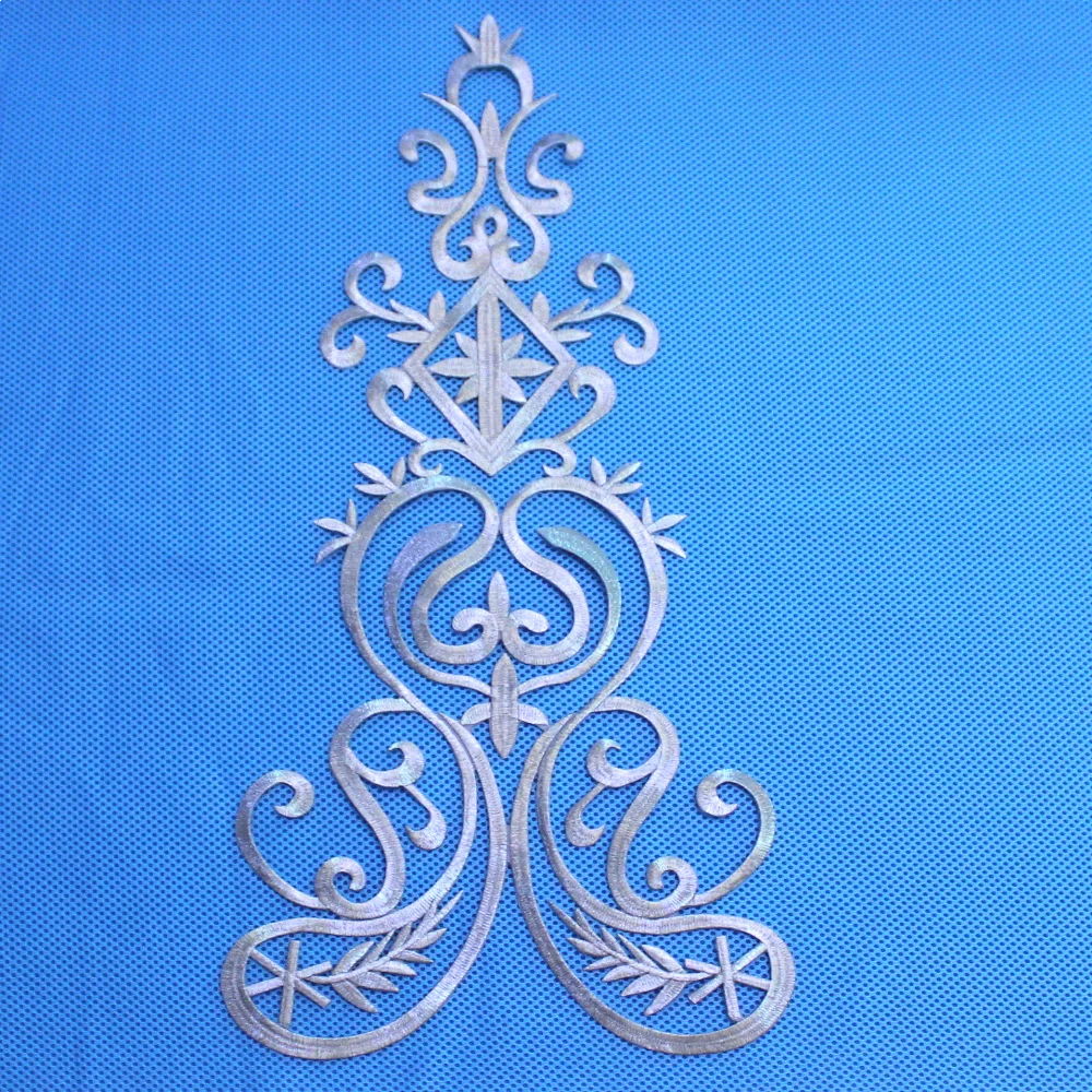 YACKALASI Iron On Gold Appliques Flower Cosplay Costume Patches Embroidered Trims Gold And Silver 58cm*28cm