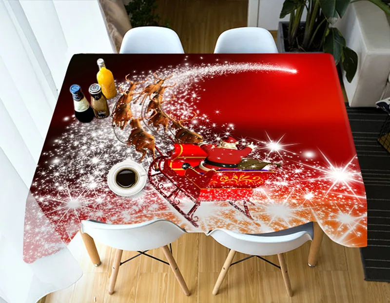 Color A 3d красная скатерть Рождество Санта Клаус фейерверк моющиеся хлопчатобумажные ткани утолщаются прямоугольный и Круглый Свадебный стол ткань - Цвет: Color A