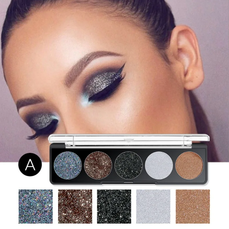 5 цветов сексуальная блестящая палитра теней для век Косметика прессованные