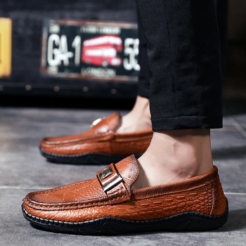 2018 новые брендовые кожаные модные мягкие мужские лоферы Мокасины высокого