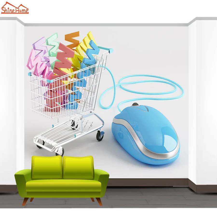 ShineHome-современный поп-арт интернет-тележка технологические обои рулоны 3d для
