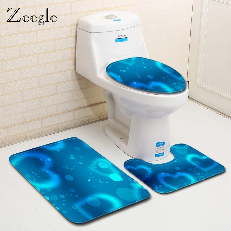 Zeegle 3 шт. Ванная комната Комплект ковриков для фланелевый банный Коврик