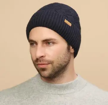 Новая Вязаная Шапка облегающие шапки зимняя шапка для мужчин головной убор в