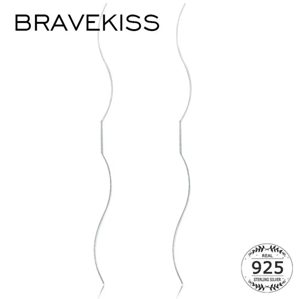 Женские серьги подвески BRAVEKISS из стерлингового серебра 925 пробы с простой волной