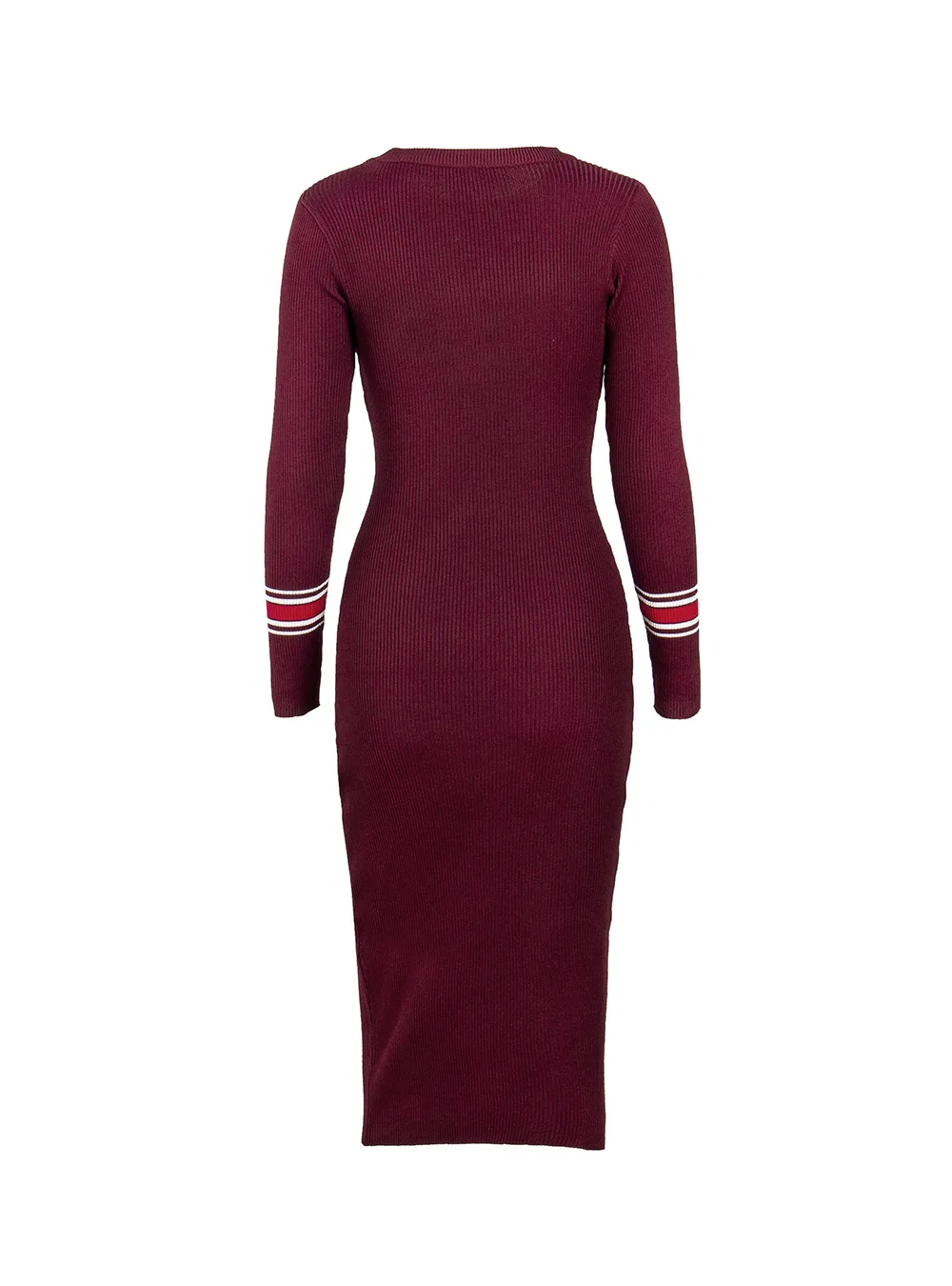 

Cotton Slim Autumn And Winter Dress Mid-Long Style Knitted Striped Solid Colors Ladies Dress Elegant Slim Vestidos 2019 Women