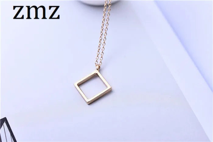 ZMZ 50pcs/lot 2018 Europe/US fashion jewelry simple geometric square pendant necklace for party elegant design mother's day gift |