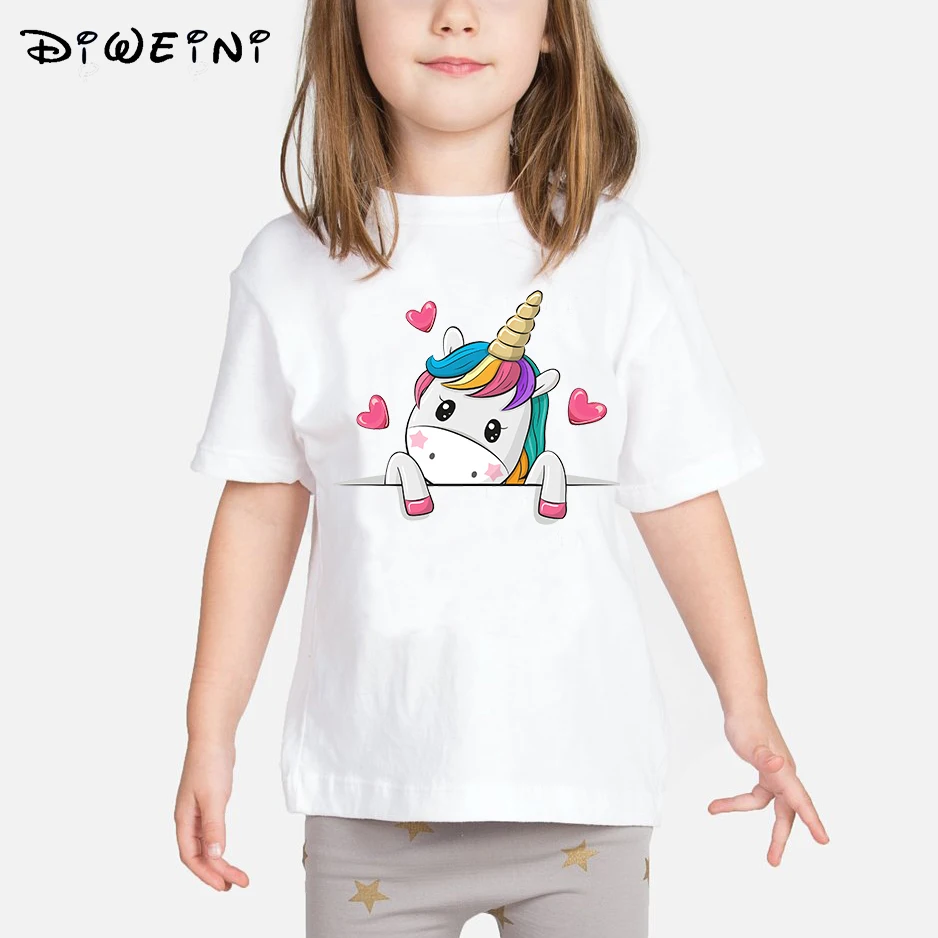 Футболка с единорогом для маленьких девочек коллекция 2019 года новая летняя