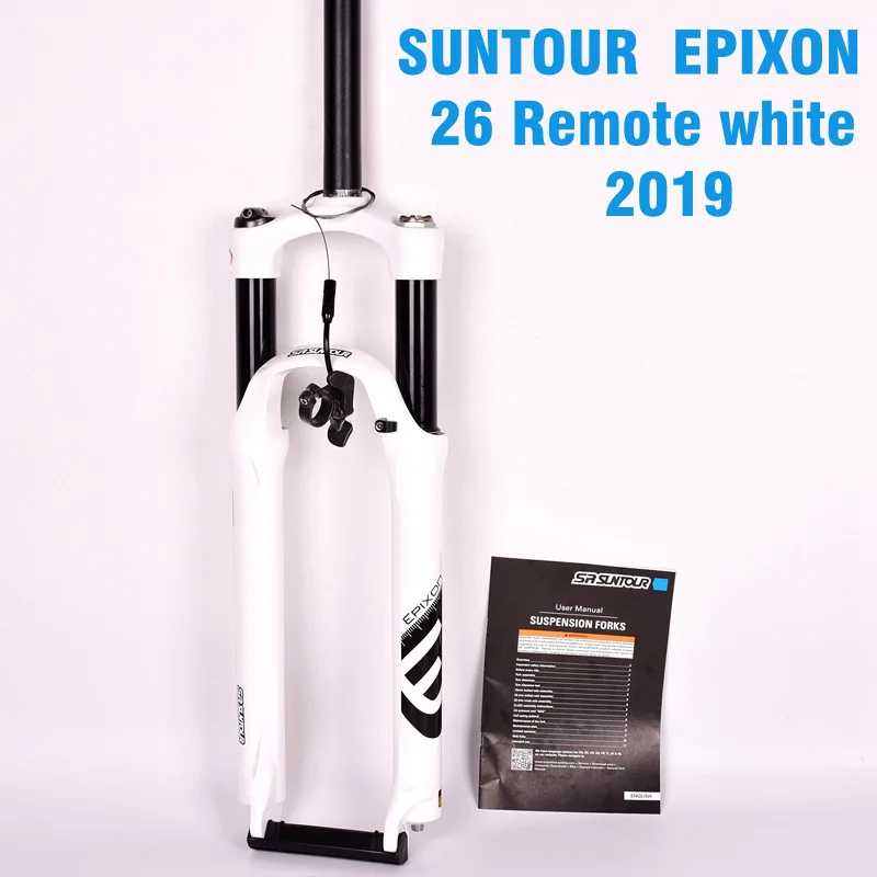 SR SUNTOUR Велосипедная вилка EPIXON 26/27,5/29er 100 мм для горного велосипеда, велосипедная амортизирующая передняя вилка, дистанционная подвесная вилка - Цвет: 26er Remoter white