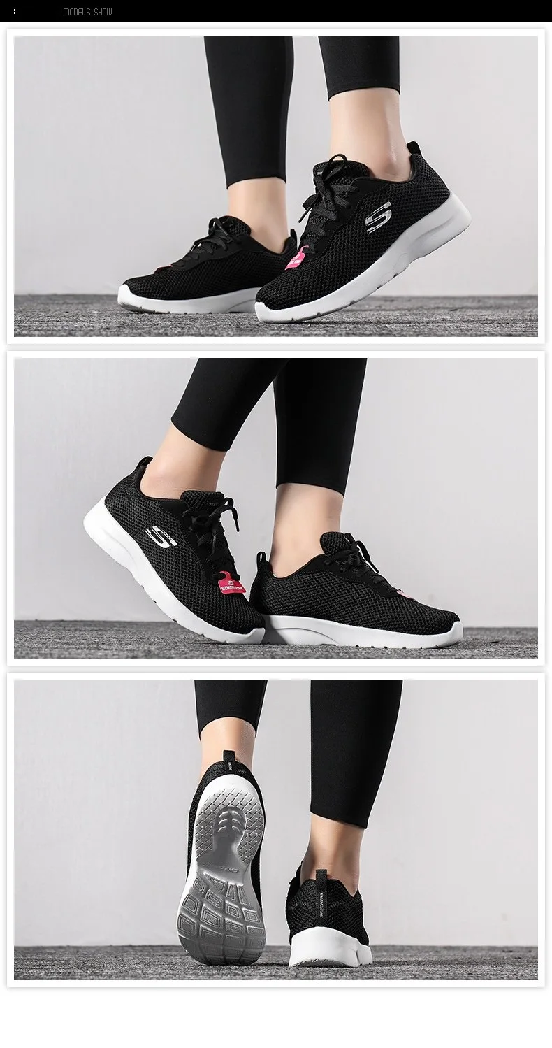 Skechers/; брендовая дизайнерская спортивная обувь для бега; дышащие кроссовки; сезон весна; удобная повседневная обувь на шнуровке для женщин; 66666177-BKW