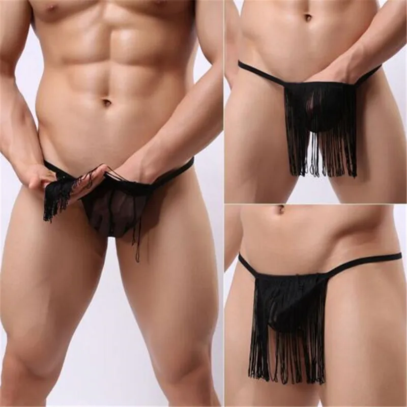 Мужские сексуальные сетчатые стринги с кисточками мужское нижнее белье 1 шт.