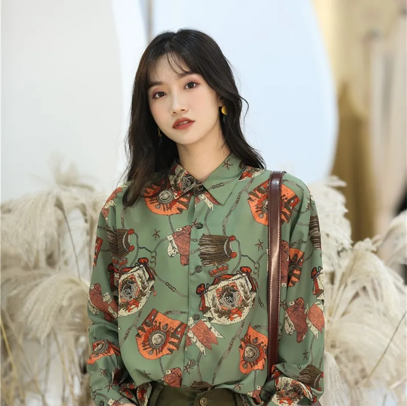 Baroque Vintage lazy green French girl's shirt heart mache jacket Woman Lady T64 |