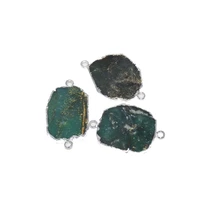 raw natural slice chrysoprase charms connector jewelry making 2020 green big bezel slab stone pendant for women jewelry making