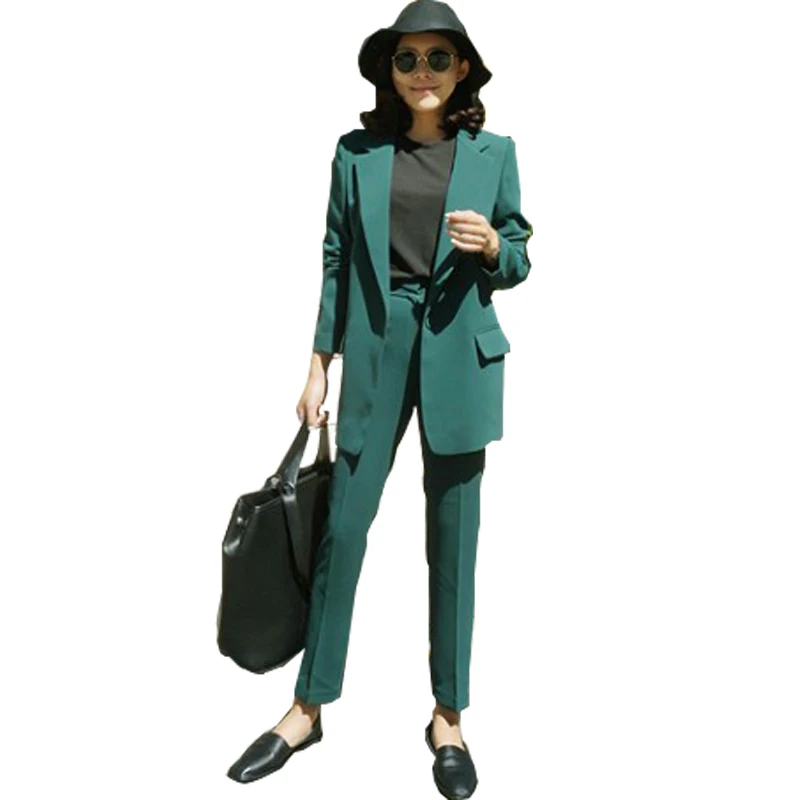 2018 office OL business suit suit ladies spring and autumn fashion new loose casual suit jacket nine / pants two piece set