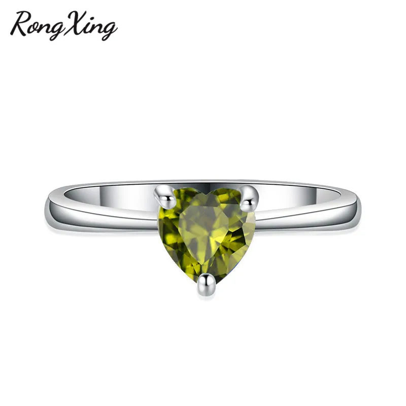 RongXing серебряные кольца с опалом в форме сердца для женщин винтажные Модные