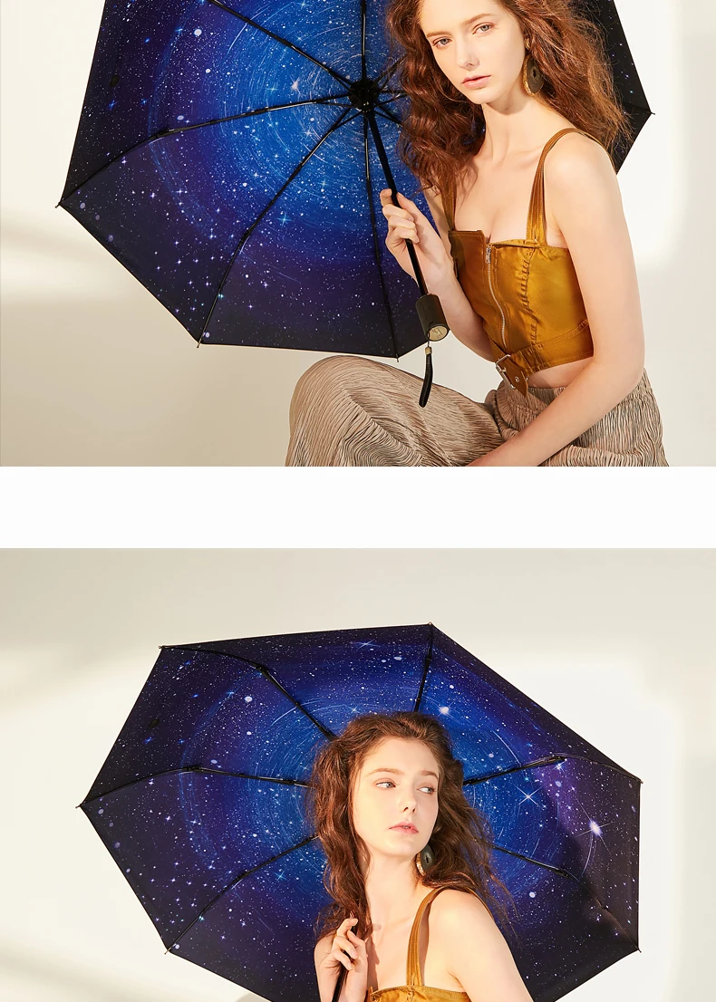 Geekinstyle 3/5 складной Анти-УФ зонтик солнцезащитный Зонт женский дождевик мужской зонт водонепроницаемый портативный Звездный Зонт С небесным принтом