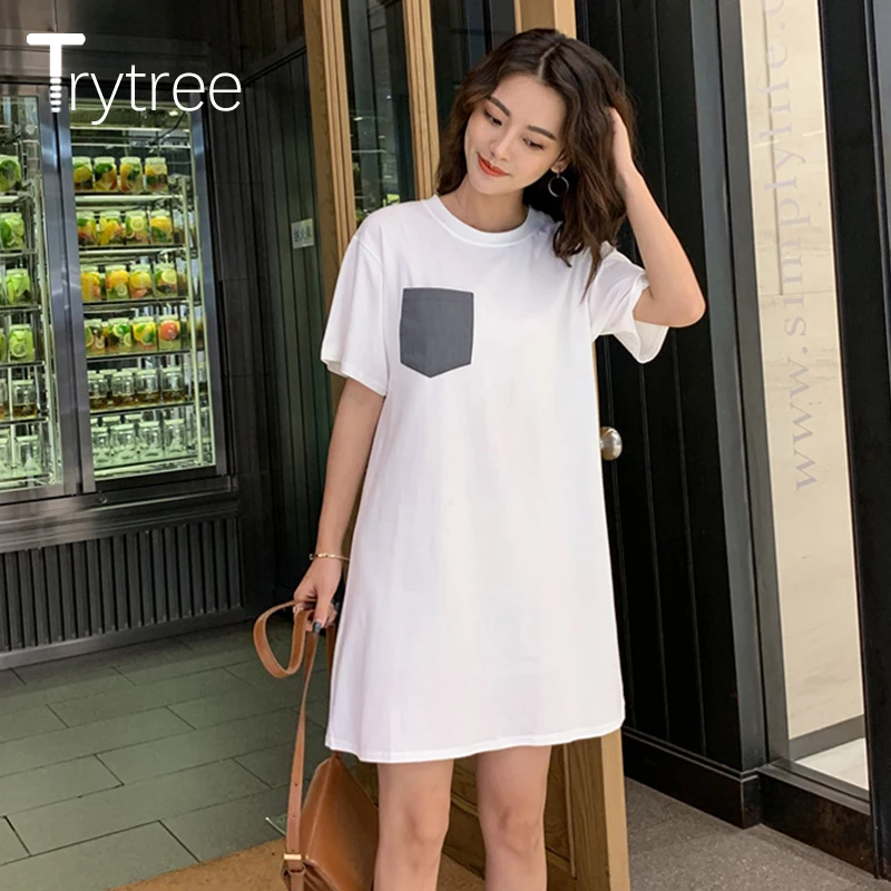 Trytree летний женский костюм из двух предметов Повседневное Однотонная футболка с