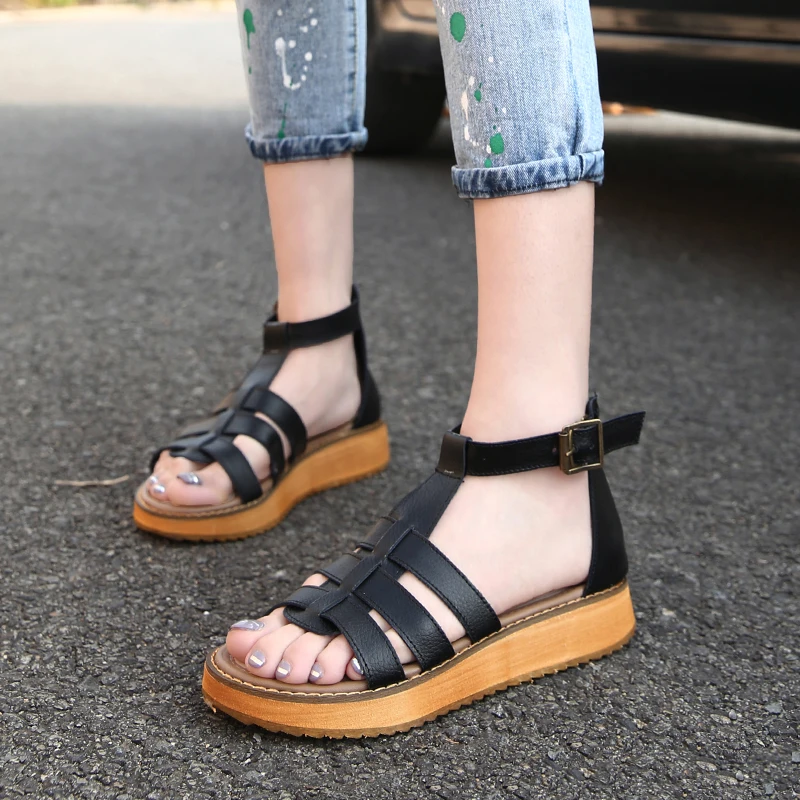 Летние Женщины Плоские 2017 Гладиаторские Сандалии Женщин Обувь Повседневная