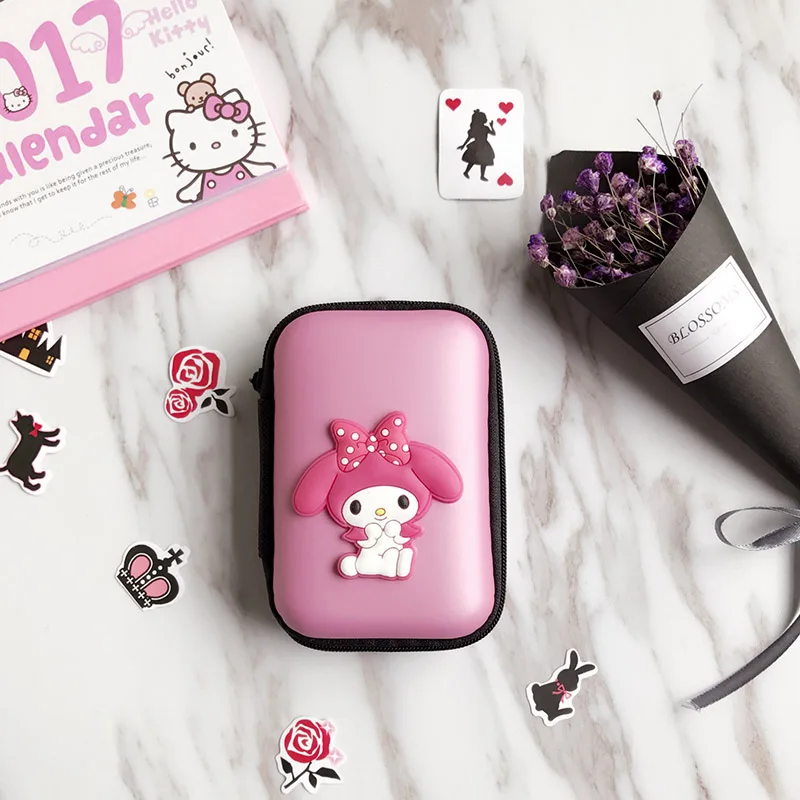 Pink Melody Мультяшная мини-гарнитура, сумка для наушников, usb-кабель, органайзер на молнии, защитный чехол для наушников, сумка для хранения наушников, кошелек для монет - Цвет: Pink Melody