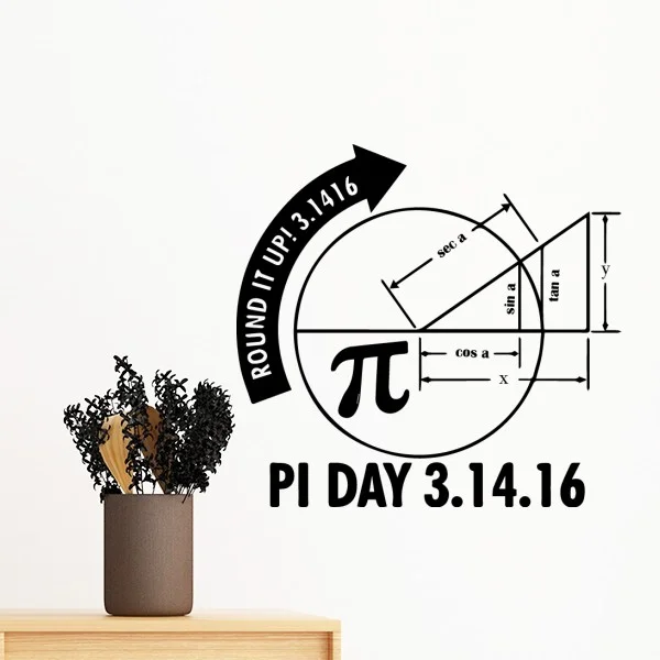

PI Day Round It Up Math Lovers Mathematics Symbol Quotes Creative Design Wall Sticker Art Decals Mural Wallpaper for Room Decal