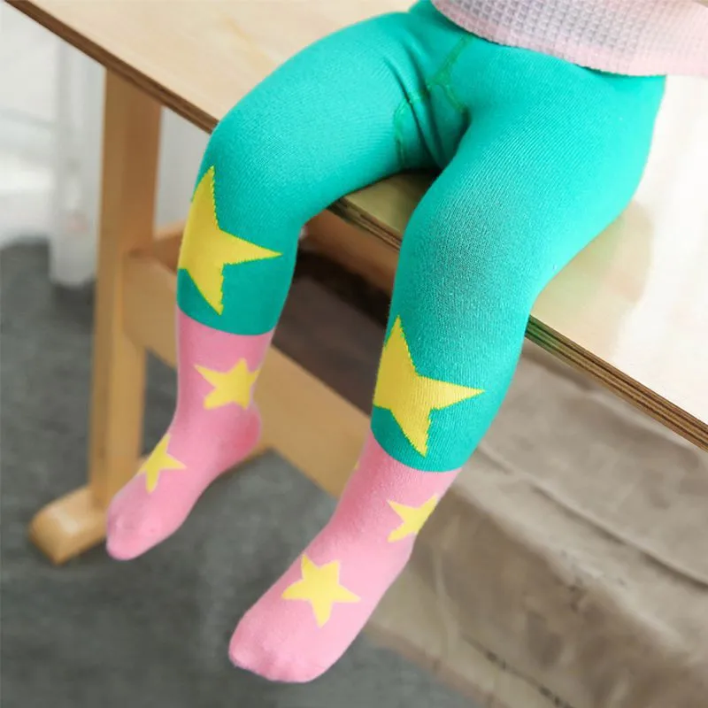 Колготки и чулки для маленьких девочек Теплые хлопковые колготки с сердечками и героями мультфильмов зима-весна, чулки для девочек от 10 до 24 месяцев